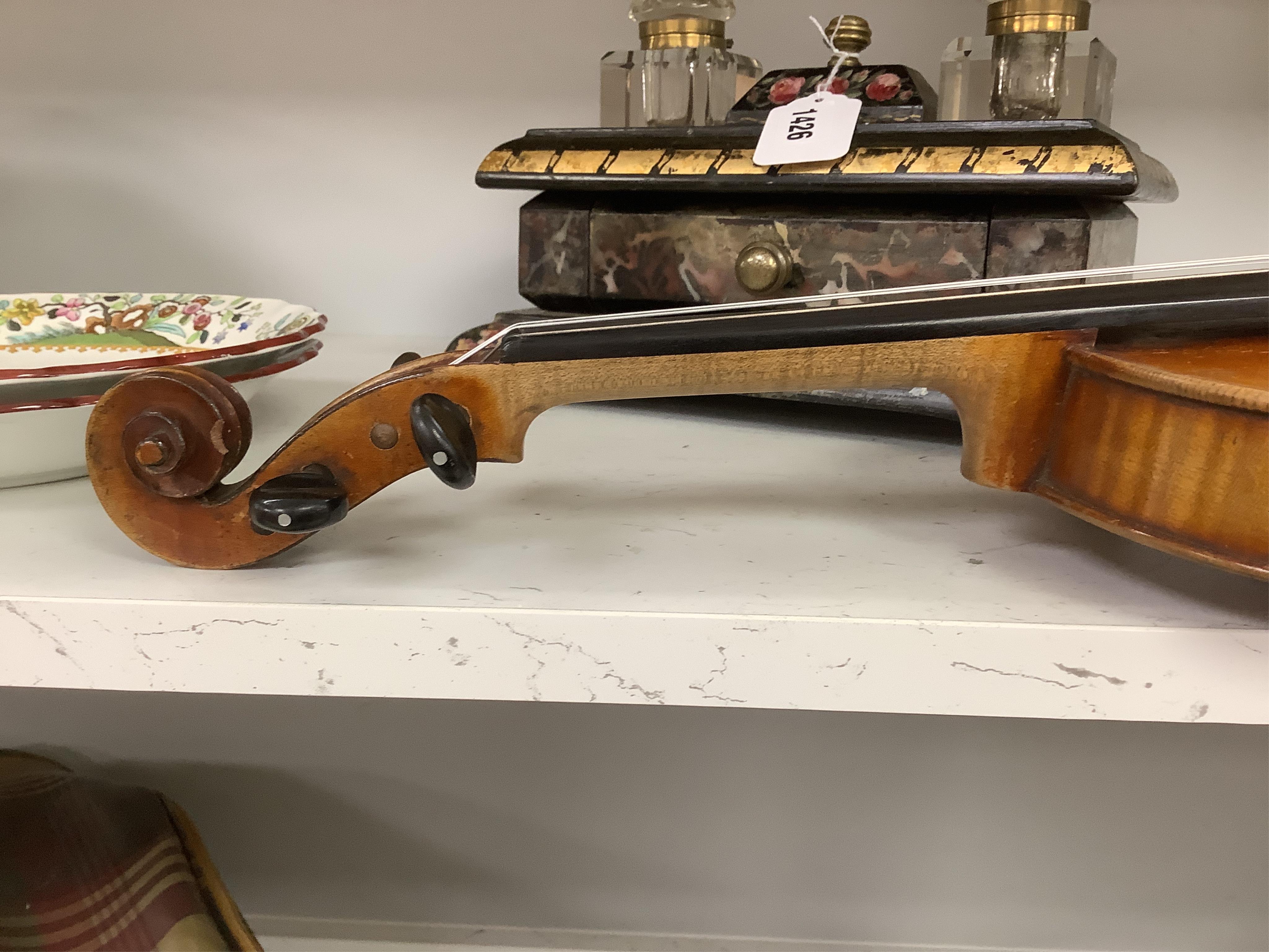 A full-size French violin by Jerome Thibouville-Lamy, one piece back, cased